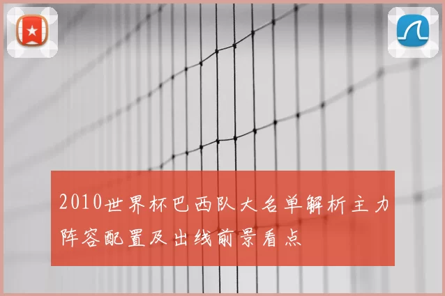 2010世界杯巴西队大名单解析主力阵容配置及出线前景看点